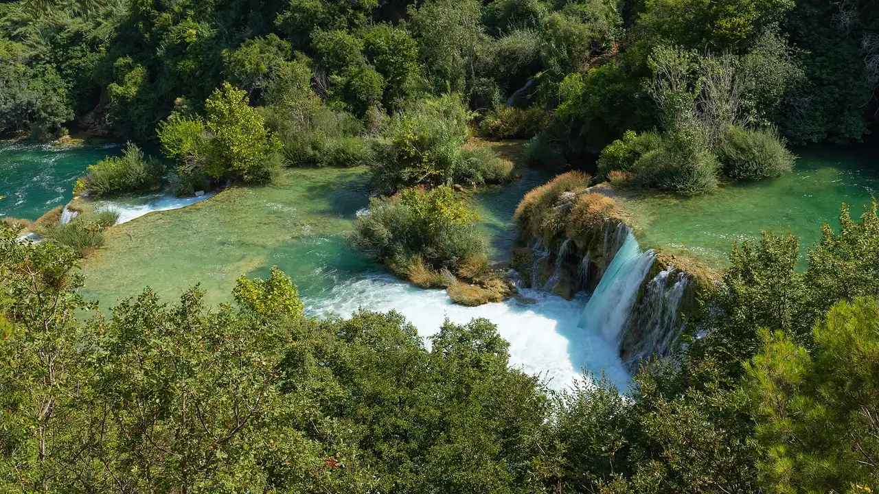 Terraced cascades of the Plitvice lakes, the defining landscape of the waterfall regions of Croatia